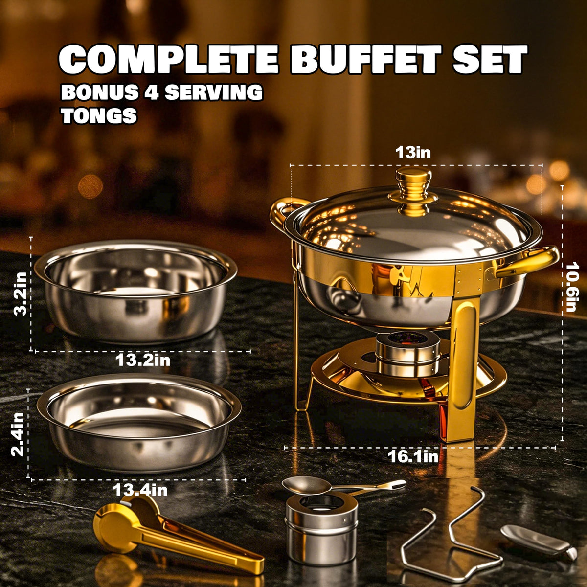 Trivico water pan ensures gentle heat circulation to keep dishes warm during events.