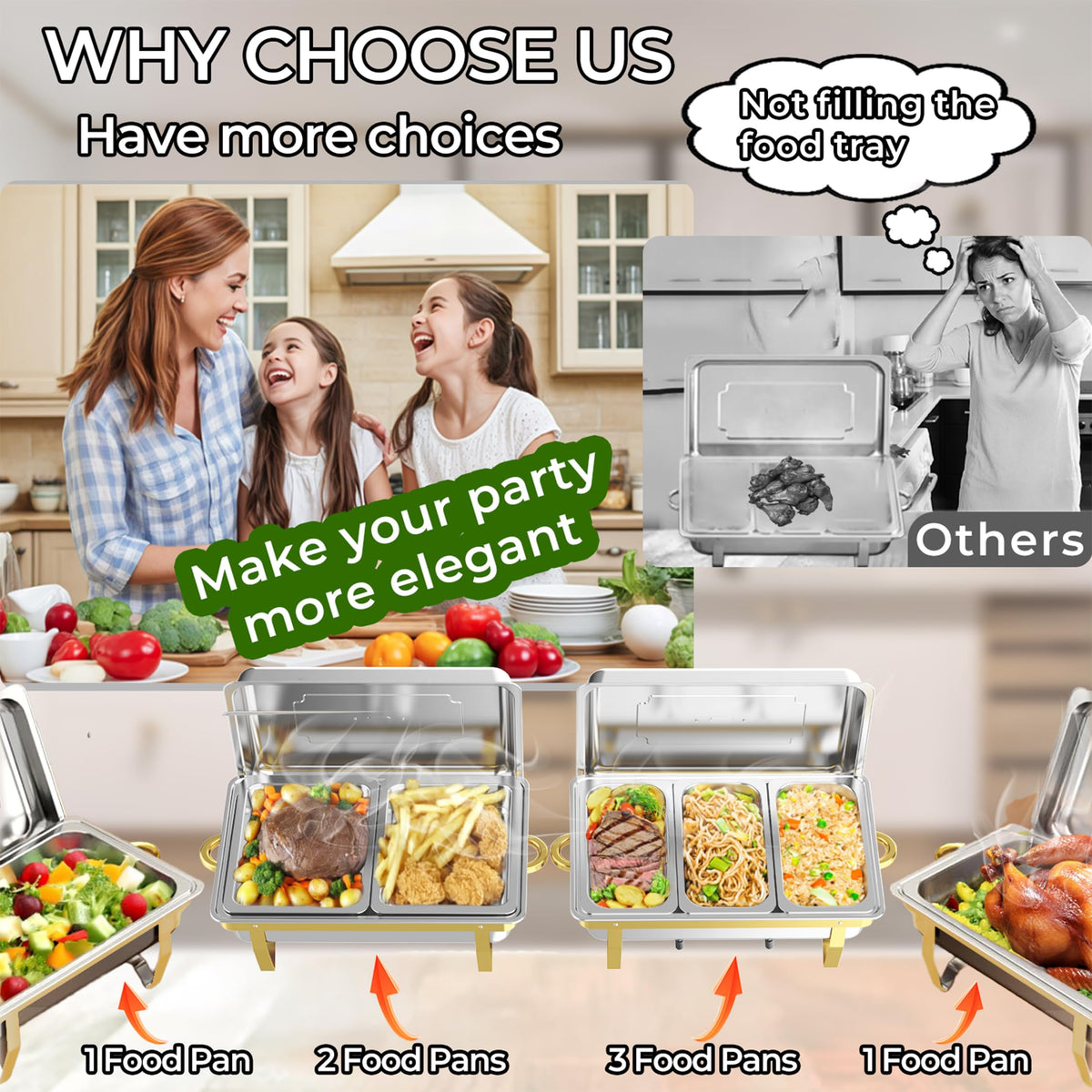 Trivico 9 quart chafing dish pan ideal for main courses and sides.