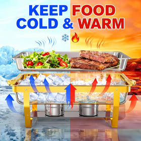 Trivico durable chafing dishes with solid frames for outdoor events.