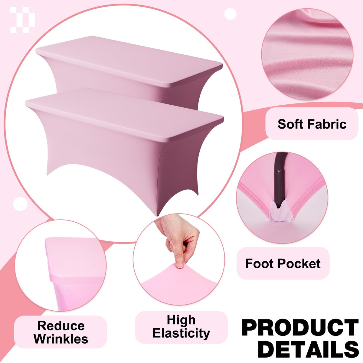 Trlyc stretch tablecloth surface is wrinkle-resistant for busy events.