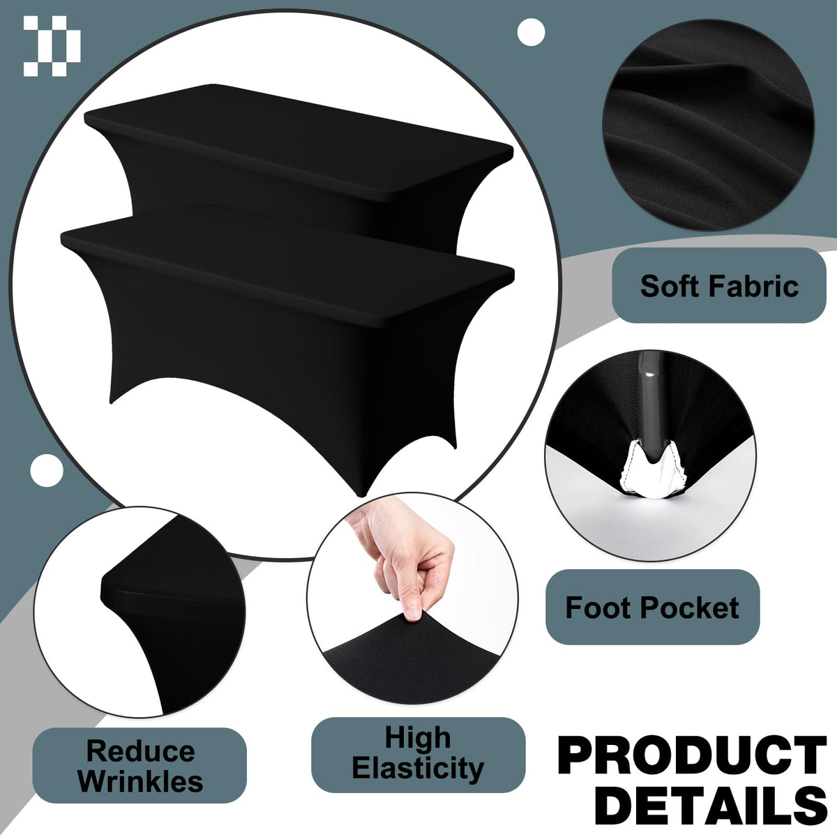 Trlyc black tablecloth in wedding setup highlighting versatile use
