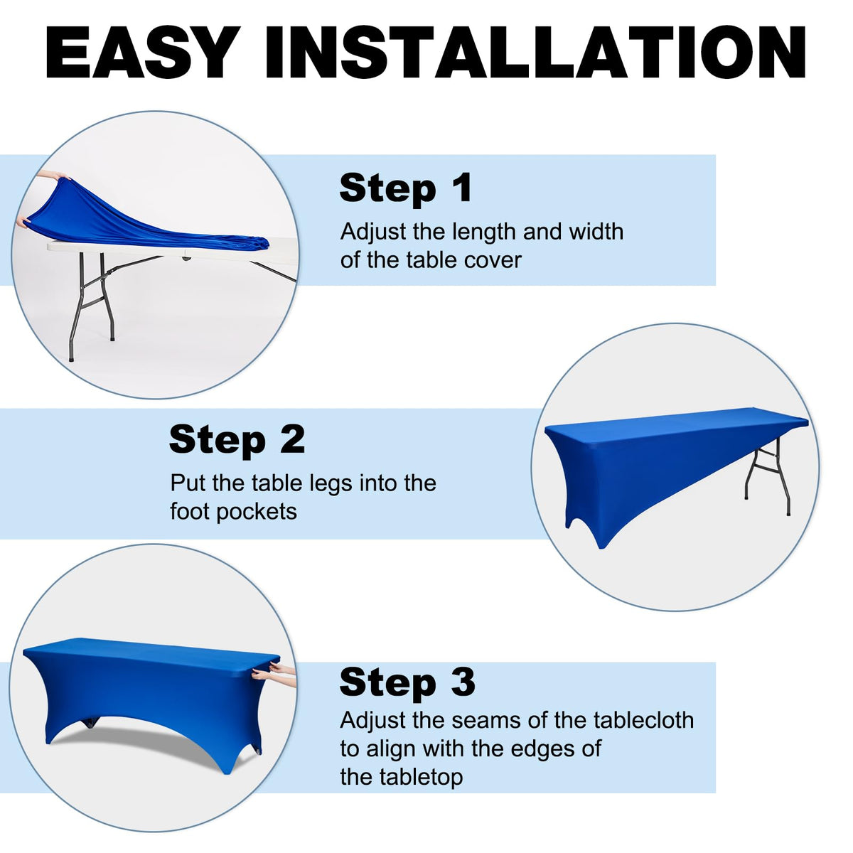 Trlyc Royal Blue stretch tablecloth with reinforced corner pockets