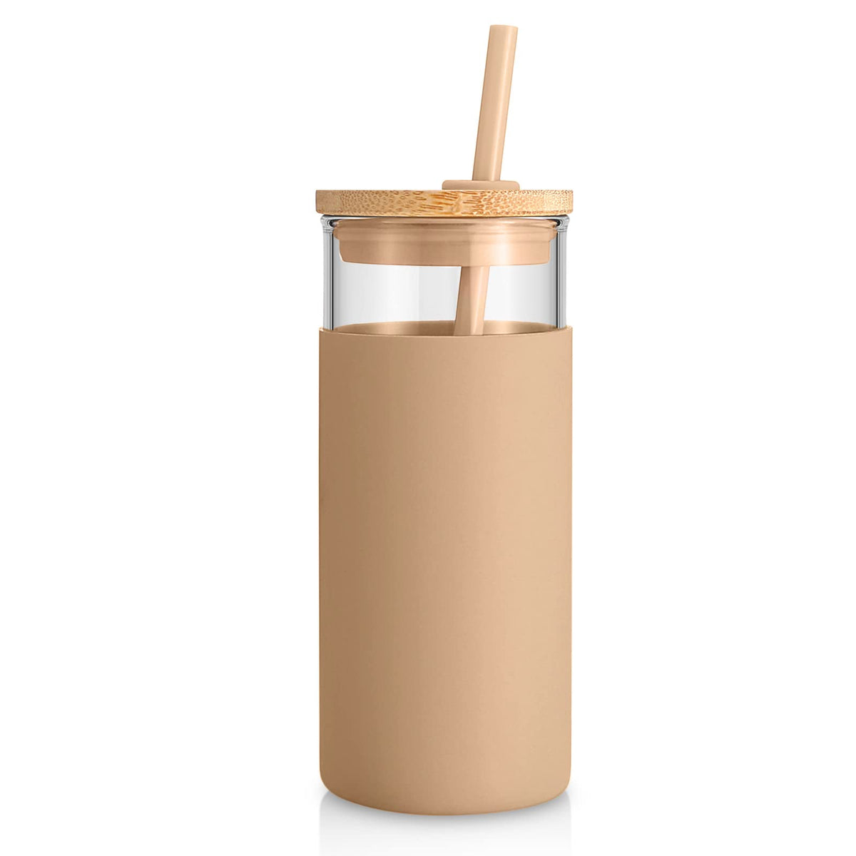 Tronco 20oz glass tumbler with lid and straw for everyday iced drinks.