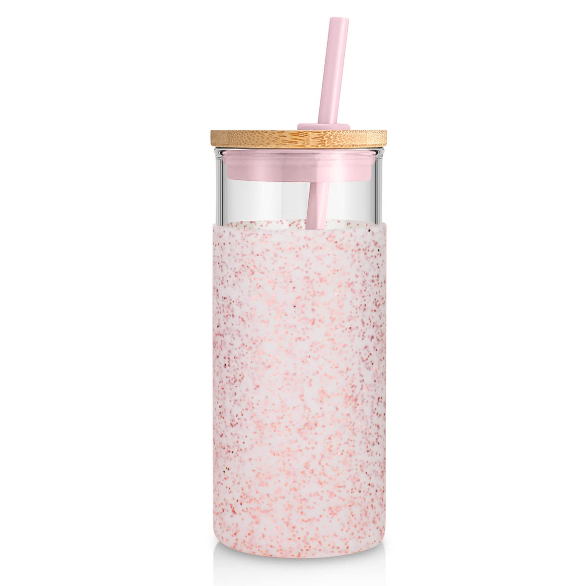 Tronco 20oz glass tumbler with lid and straw for versatile hot or cold beverages.