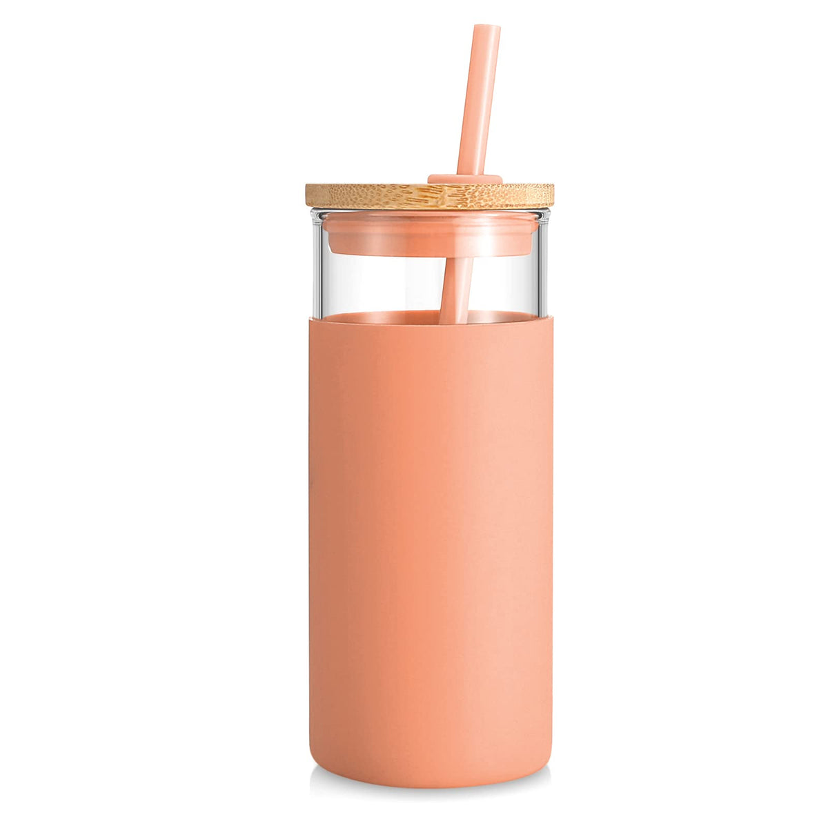 Tronco 20 oz glass tumbler with lid and straw for iced coffee