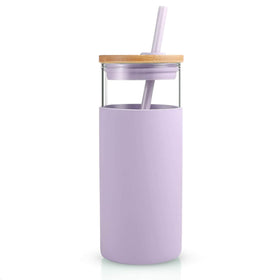 Tronco 20oz glass tumbler with lid and straw for versatile hot or cold drinks.