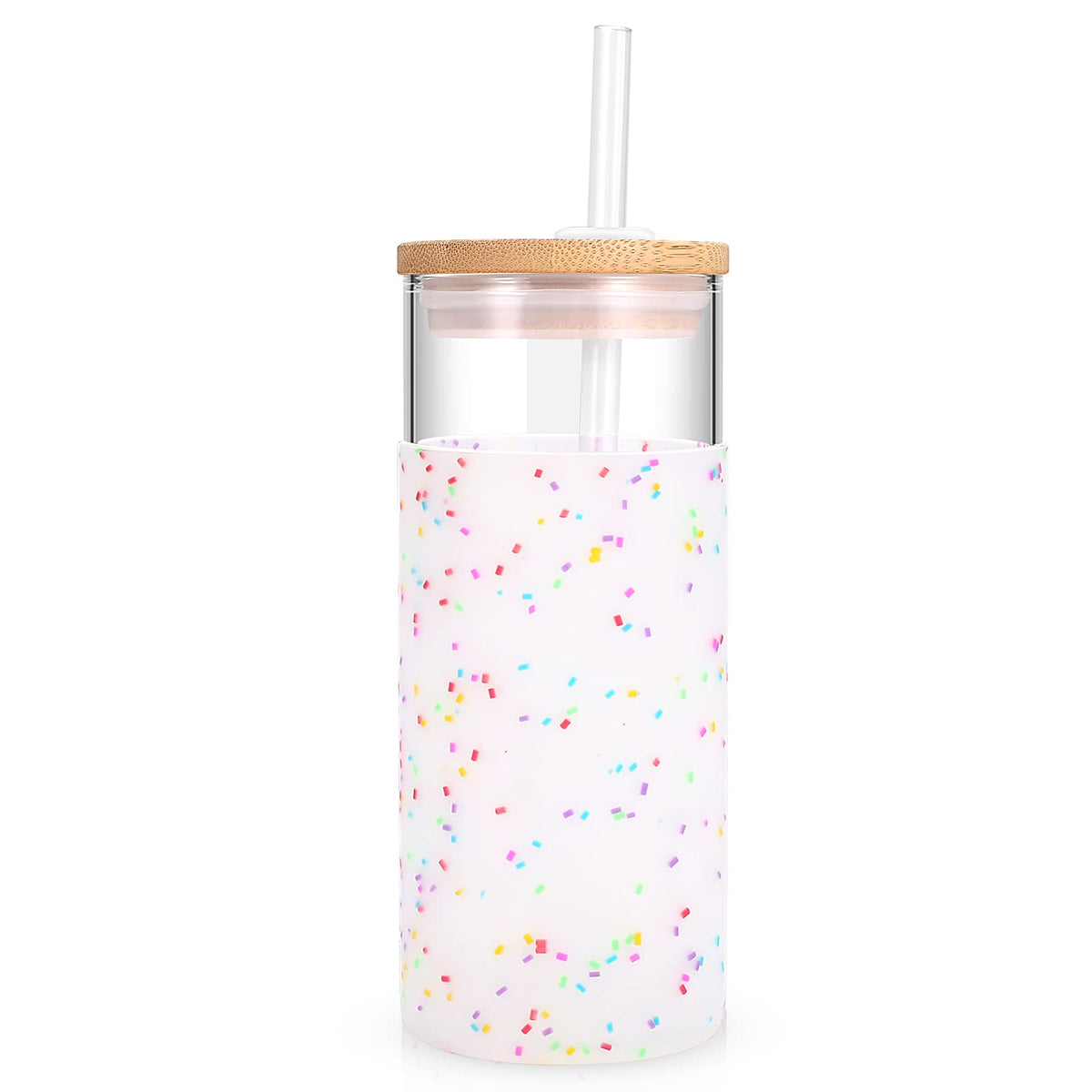 Tronco 20oz glass tumbler with lid and straw for versatile hot or cold drinks.
