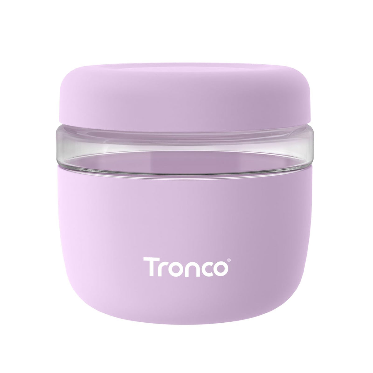 Tronco 24 oz glass container with lid shows airtight seal for fresh meals on the go.