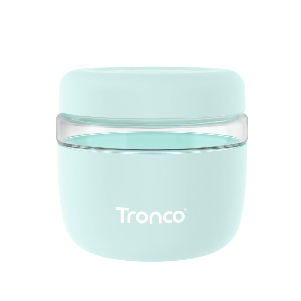 Tronco 24oz glass storage container with lid on demonstrates airtight freshness for meals.
