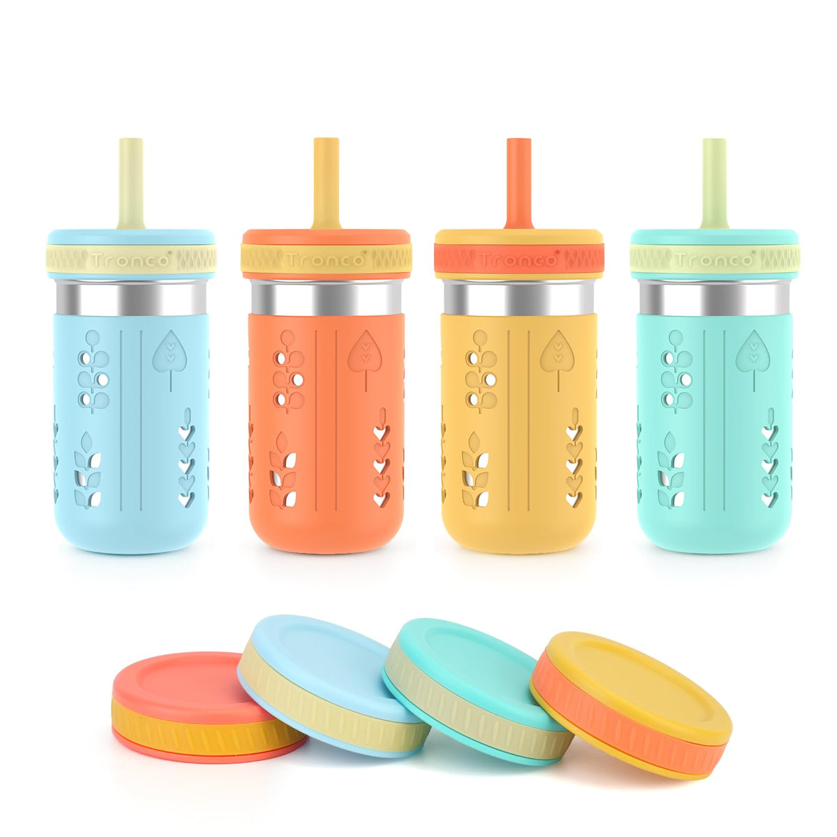 Tronco 4pack 15oz tumbler cups with stainless steel walls for on-the-go meals.