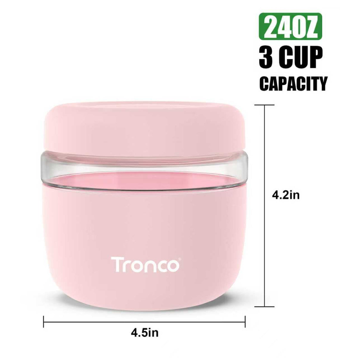 Tronco airtight glass bowl showing leak-proof lid ideal for on-the-go meals.