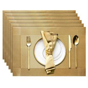 Trophable placemats top view six-mat arrangement protecting surfaces and elevating table decor