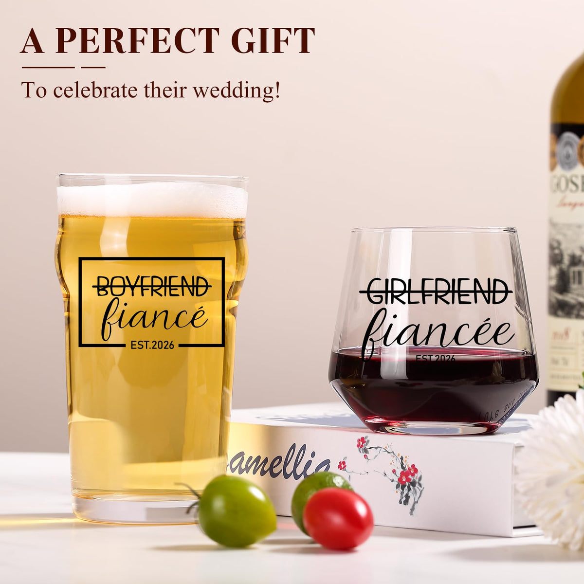 TrophyToast engagement beer glass 20oz ideal for celebratory clinks.