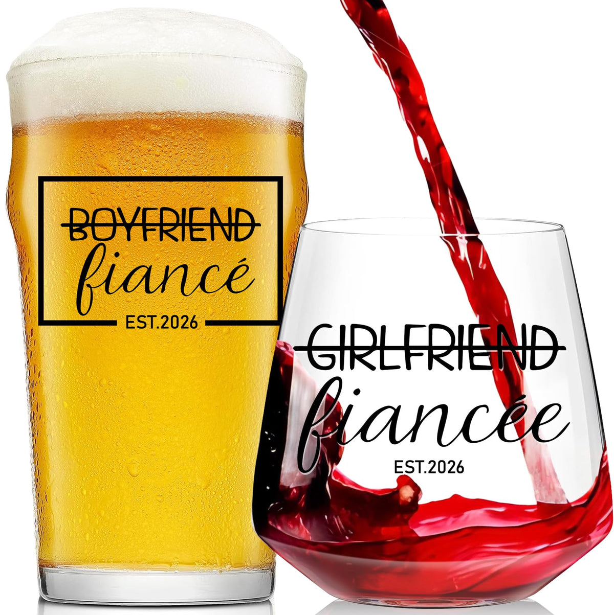 TrophyToast engagement wine glass 13.5oz for elegant toasts.