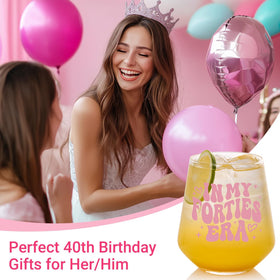 TrophyToast forties-era print detail adds playful decor for a 40th birthday.