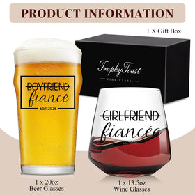 TrophyToast newly engaged couple gift set, a thoughtful keepsake.