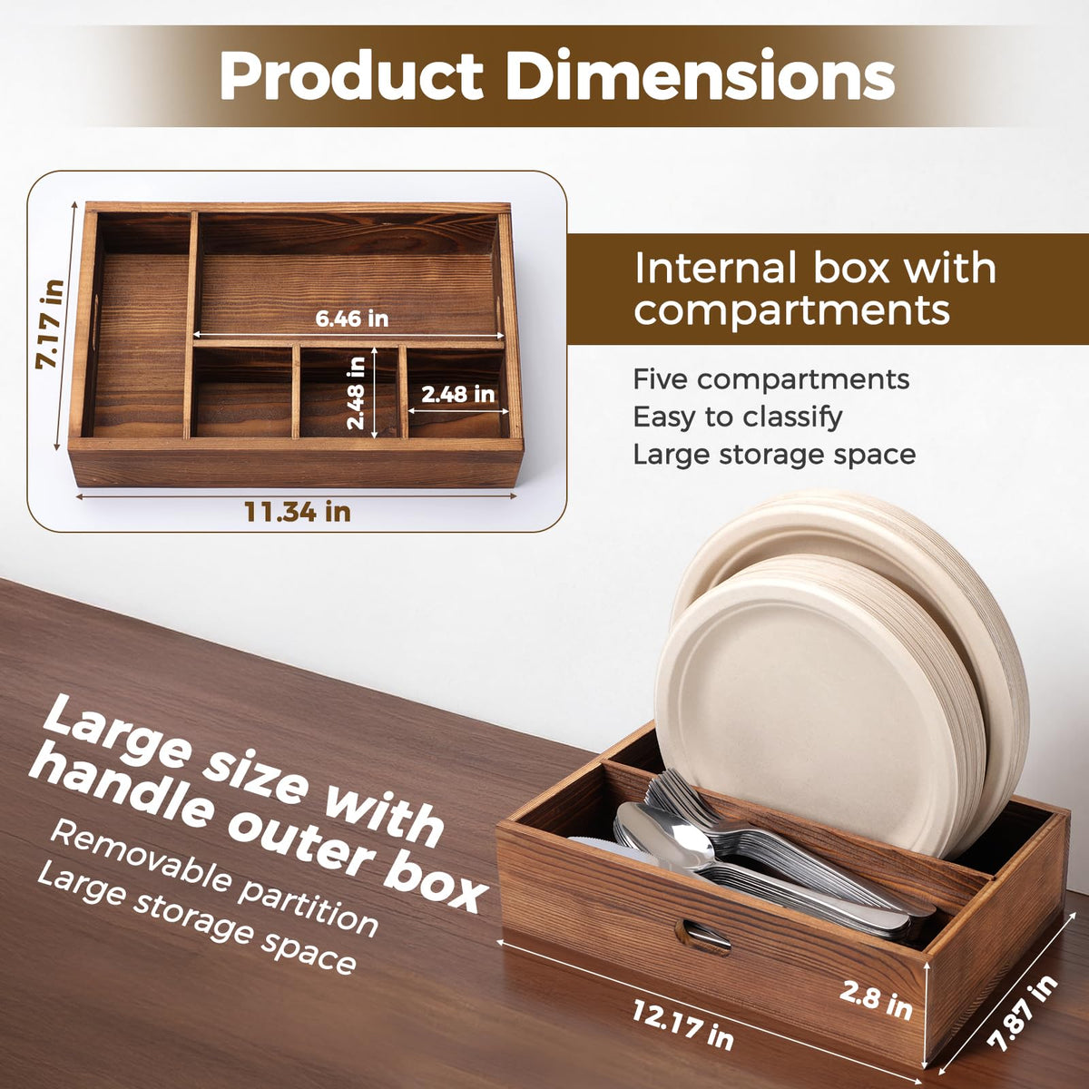 TRQWRO outer large capacity for plates and bulky items.