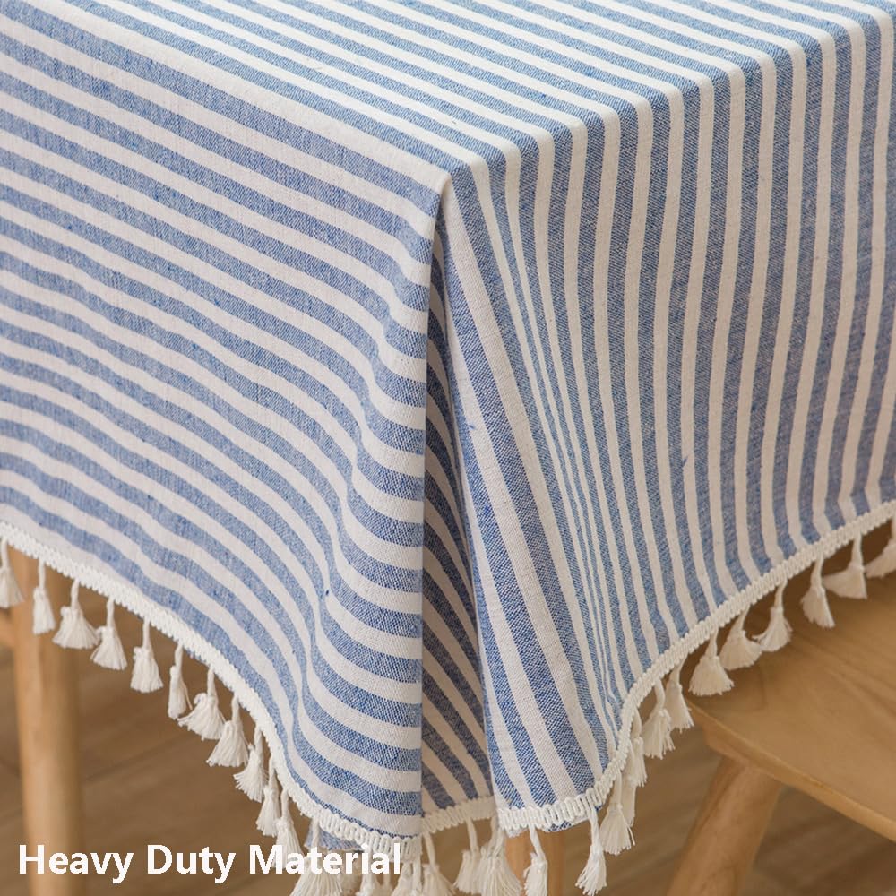 TruDelve blue-striped drape close-up shows rich texture.