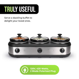 TRU triple buffet server lid rests providing stable serving surfaces