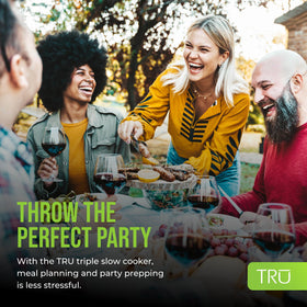 TRU triple buffet server serving spoons included for immediate serving