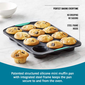 Trudeau Structure silicone muffin pan steel frame close-up demonstrating reinforced stability
