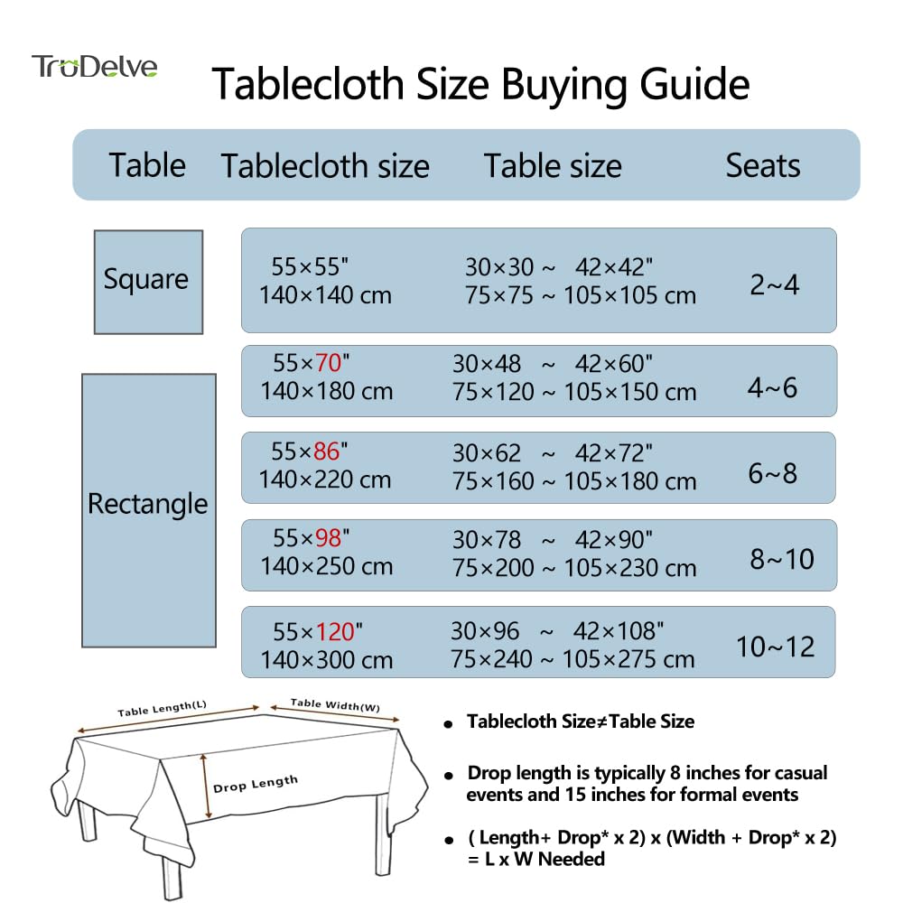 55x70 TruDelve tablecloth on a rectangle table, easy care features