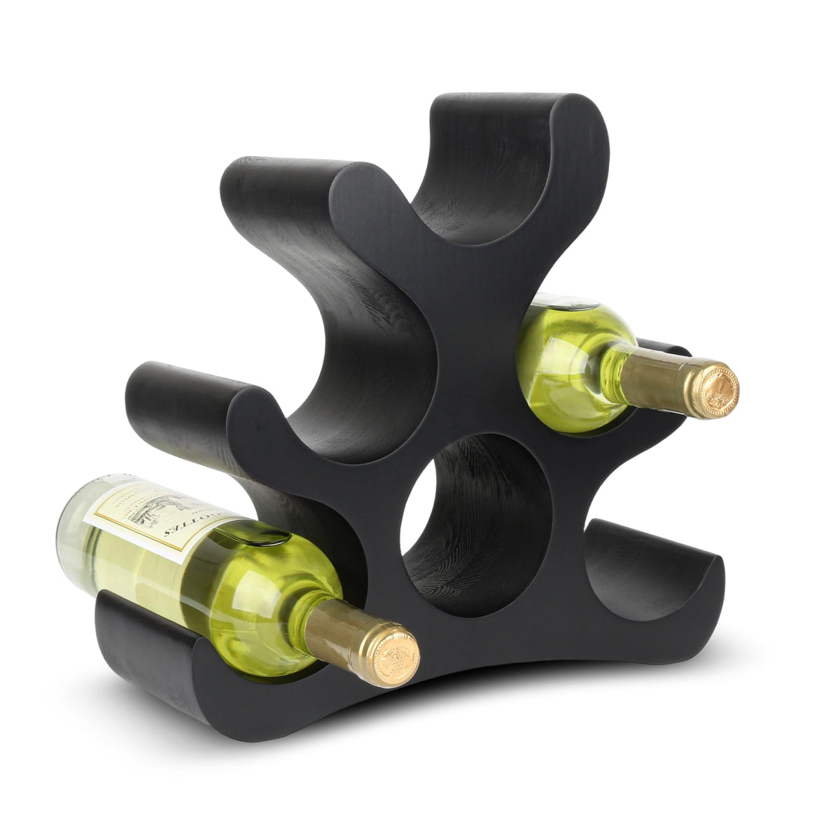 TRUDING countertop wine rack six-bottle display on a black finish