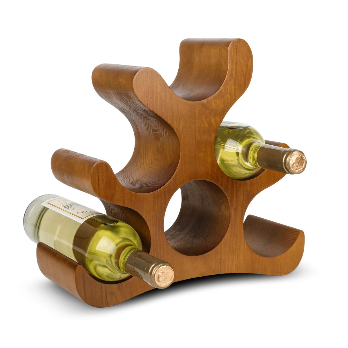 TRUDING countertop wine rack displays six bottles for easy entertaining.