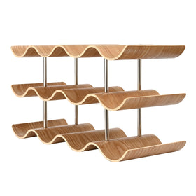 TRUDING wavy wine rack front view showing a secure trough for steady bottles.