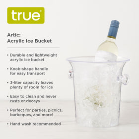 TRUE 3-liter capacity ice bucket filled with ice for bottles