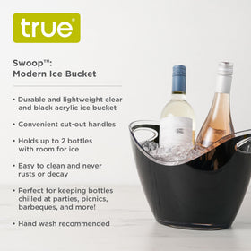 Close-up of cut-out handles on the TRUE ice tub for portable hosting.