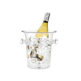TRUE Clear Acrylic Ice Bucket with Handles showing sleek, rustproof design for parties