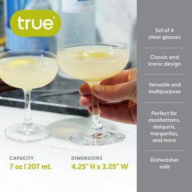 TRUE Coupe Glass champagne-ready for sparkling celebrations and toasts.