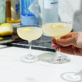 TRUE Coupe Glass suitable for egg-white cocktails, showcasing color and texture.