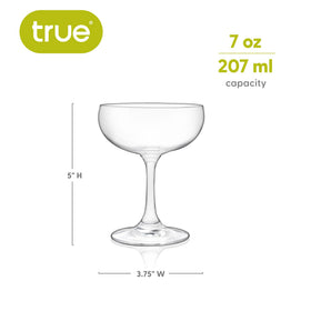 TRUE Coupe Glass highlights foam and clarity in egg-white cocktails.