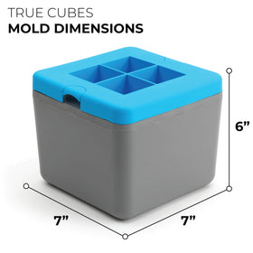 True Cubes simple freezer method creates four large cubes.