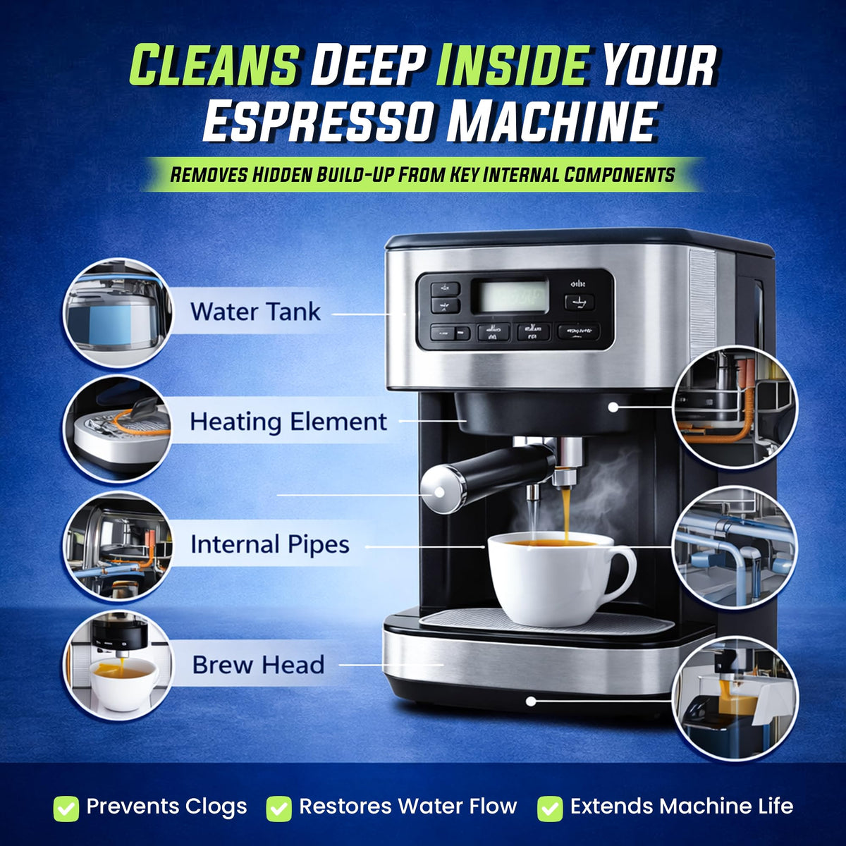 True Fresh capsule chamber and spout cleaning demonstrates thorough internal cleaning.