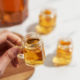 TRUE Mason jar shot glasses provide rustic charm for home bars and entertaining.