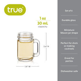 TRUE Mason Jar Shot Glasses set of 6 ensures backups for parties.