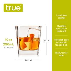 TRUE Square Rocks Glass has a 10 oz capacity for whiskey or classic cocktails.