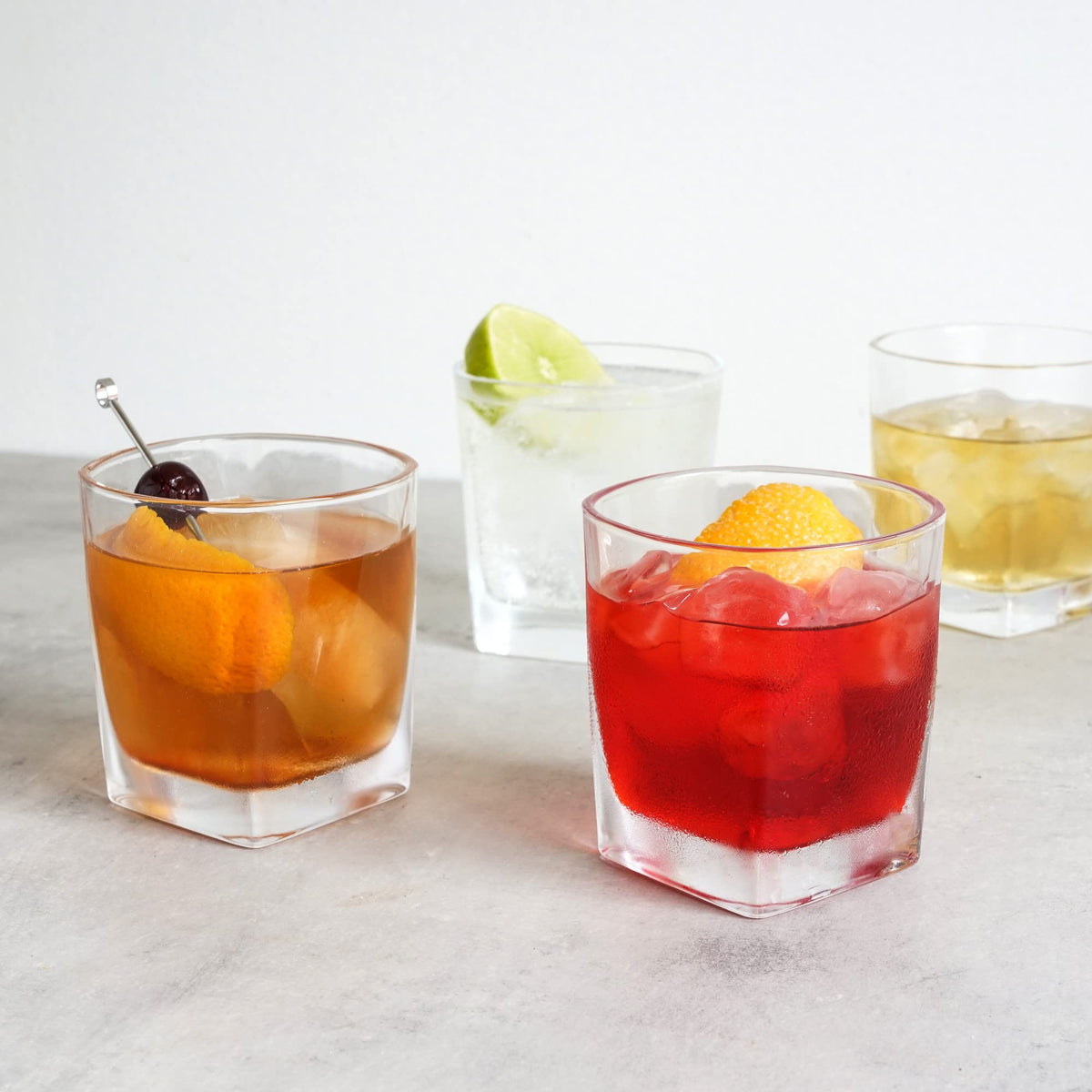 TRUE Square Rocks Glass pairs with Old Fashioned and other classic cocktails.