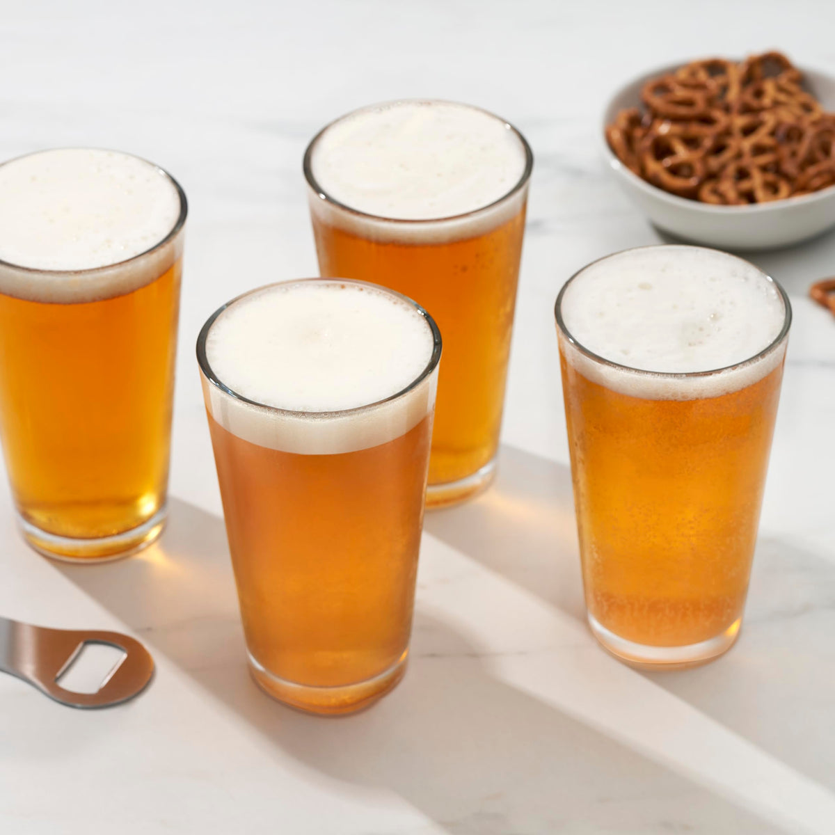 TRUE stackable pint glasses dishwasher safe icon highlighting easy cleanup after use