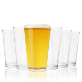 TRUE stackable pint glasses front view showing clear glass and 16 oz capacity for versatile pours