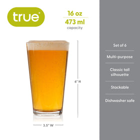 TRUE stackable pint glasses pour beer with crisp head and vibrant color