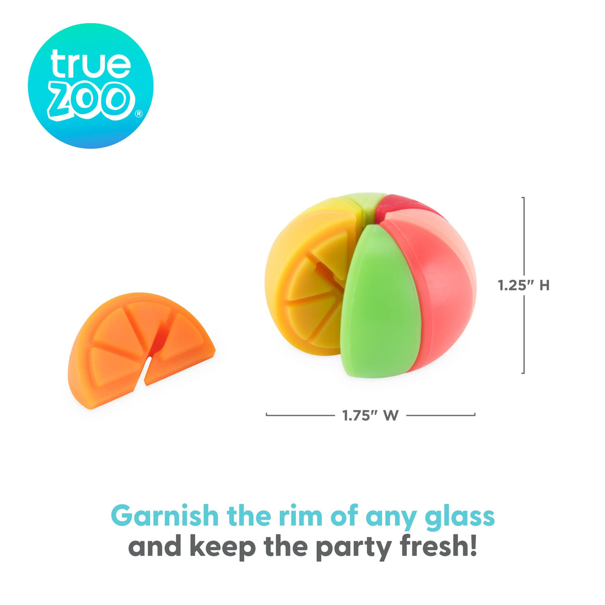 TrueZoo silicone drink charm citrus wedge lemon yellow marks drinks