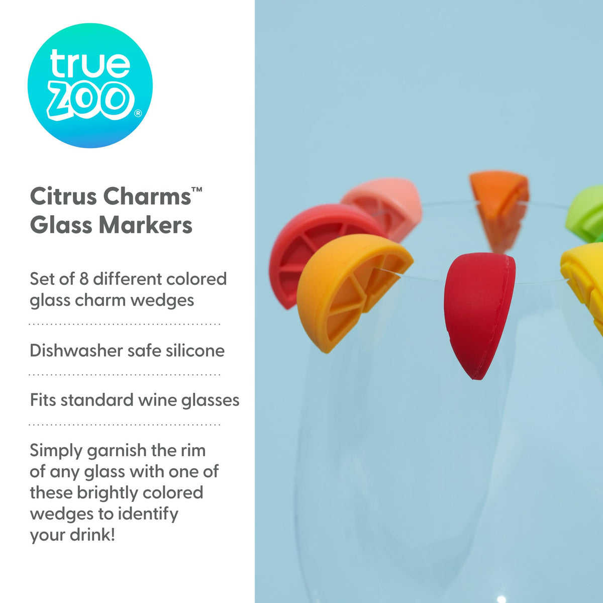 TrueZoo silicone drink charm citrus wedge lime green marks cocktails