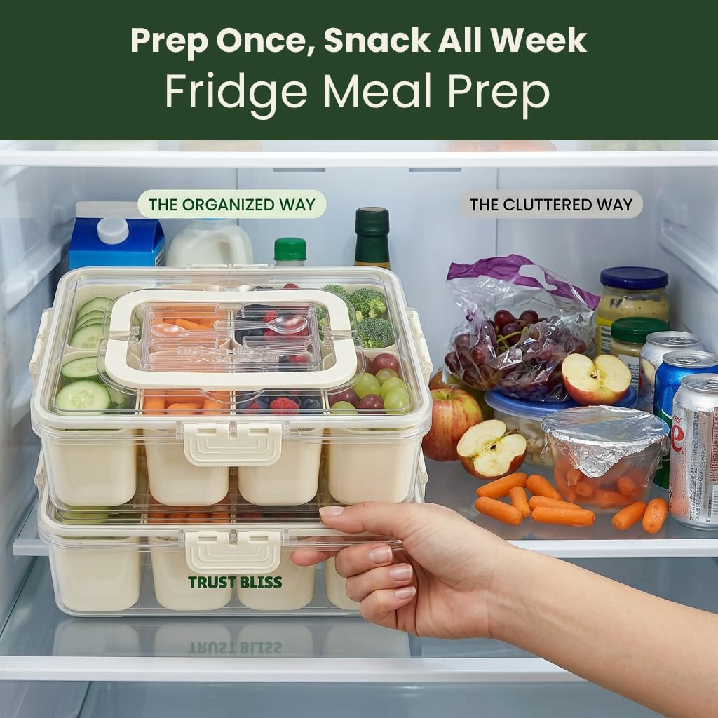 Trust Bliss Snackle Box crystal-clear lid highlights the colorful snack spread.