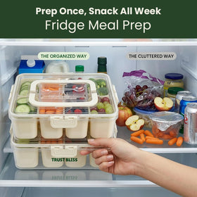 Trust Bliss Snackle Box crystal-clear lid highlights the colorful snack spread.