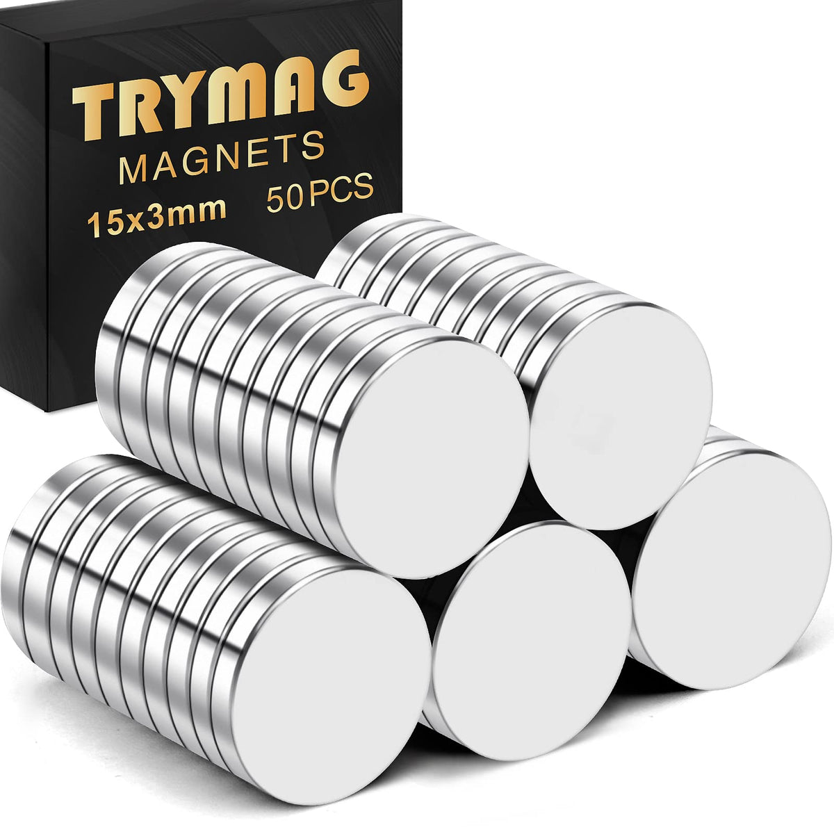 TRYMAG 50pcs neodymium magnets pack for crafts and DIY projects