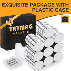 TRYMAG magnets with brushed nickel finish resist corrosion for long-lasting use.